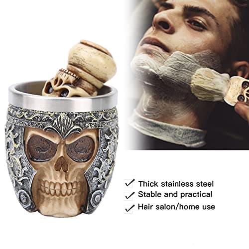Blaireau De Rasage,Blaireau De Rasage, Ensemble De Rasage De Barbe Pour Hommes, Bol De Rasage En Acier Inoxydable, Ensemble De Brosse à Barbe à Tête De Squelette Pour le Salon De Coiffure à la Maison