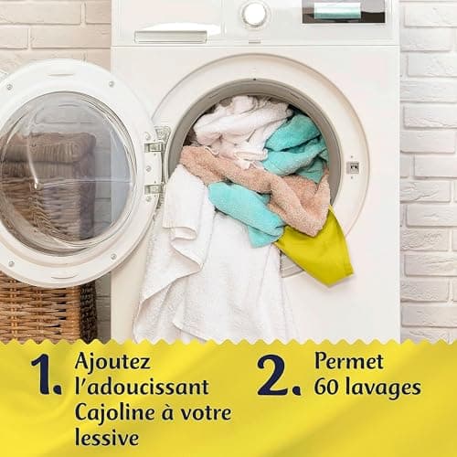 CAJOLINE - Adoucissant en bouteille - 60 lavages - Fraîcheur ensoleillée et zestes d'agrumes - douceur intense et parfum longue durée