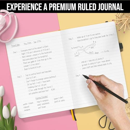 carnet a5 doublé pour écrire | Ligné 150 pages, papier épais 120 g/m2, notes autocollantes, boucle pour stylo, bande élastique, couverture rigide en cuir | Des gribouillis qui comptent A5, 5,75x8,2