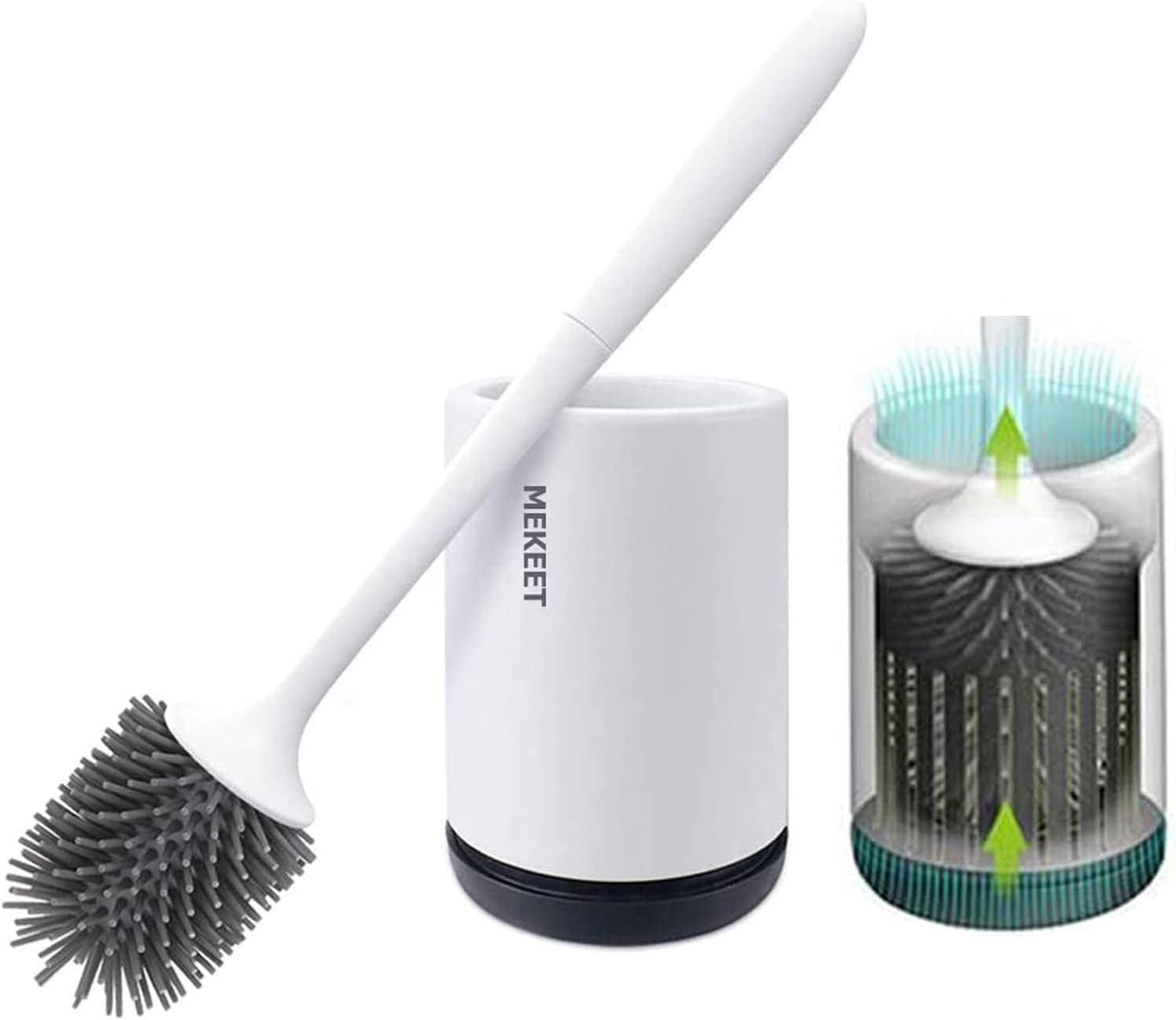 Brosse de Toilette Brosse WC en Silicone Antibactérienne balayette WC Ensemble Brosse de Toilettes à Manche Long avec Support Hygiénique (Flooring)