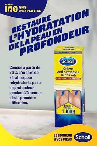 Scholl Crème Pieds Anti-Crevasses Talons fendillés ou crevassés 24h 60ml