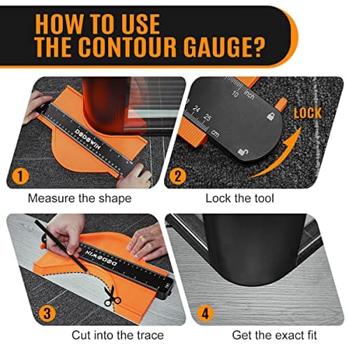 DODOWIN Cadeau Homme Anniversaire Original, Idee Cadeau fete des Peres Papa, Jauge de Contour 2p, Copieur Profil Parquet Forme, Outillage Traçage Bois Menuiserie, Guide des Tailles Rapporteur d'angle