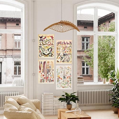 CODIRATO 9 PCS Affiche Botanique Vintage Papillon Poster Rétro Insecte Oiseaux Affiche Esthétique Fleurs Plante Poster Set 30x20cm Fruits Légumes Poster pour Art Mural Déco
