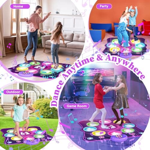 Tapis de Danse pour Enfants, 8 Flèches de Lumière LED Musique Pad de Danse Musical avec Bluetooth, 6 Modes de Jeu, Batterie, Jouet Cadeau d'anniversaire de Noël pour Garçons Filles de 3 à 12 Ans