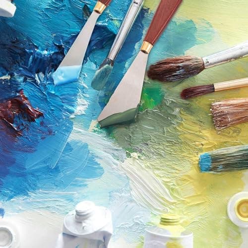 Fyearfly Couteau à palette en acier inoxydable, 7 pièces/ensemble de grattoirs de mélange de couteau à palette en acier inoxydable pour mélange acrylique de peinture à l'huile