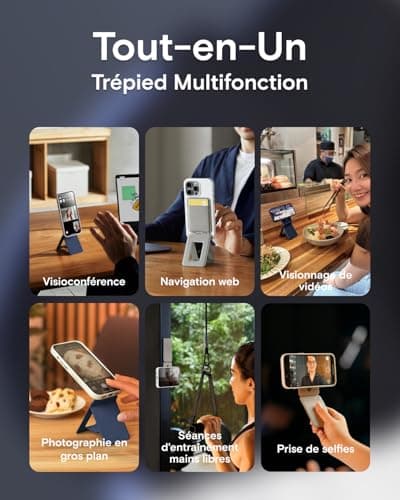 MOFT Porte Carte et Trépied Téléphone, Trépied Smartphone Support Téléphone Compatible avec Magsafe, Ajustable Pliable Support Téléphone avec 2 Porte Cartes, Magnétisme Fort (Taupe)