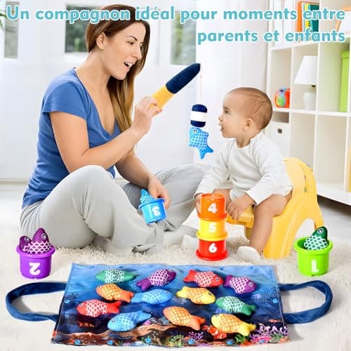Yitical Jouet Bebe 1 an, Montessori Pêche a la Ligne Jeux pour Enfant 1 2 Ans, Educatif Jouet Bébé, Cadeau pour Fille Garcon 1-3 Ans 6 12 18 Mois