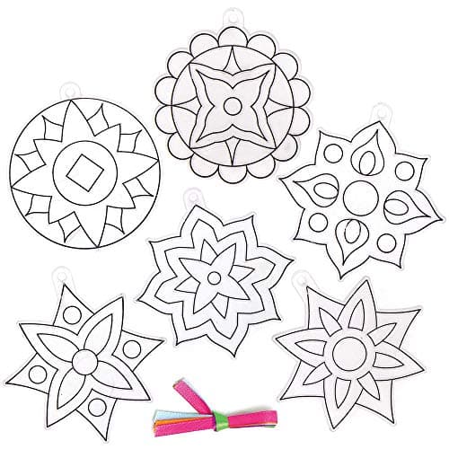 Baker Ross Attrape Soleil à Effet Vitrail motif Rangoli - Lot de 10, Loisirs Créatifs Enfants (AX313)