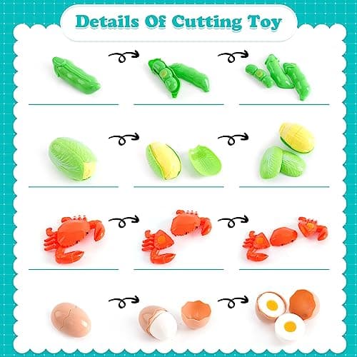 Fruits et Légumes Jouets Ustensile de Cuisine Jouet Enfant Coupe Fruits et Légumes Motricité Fine Jouet Bébé Jeux de Cuisine Cadeau de Pâques Enfant Fille Garçon 2 3 4 5 6 Ans