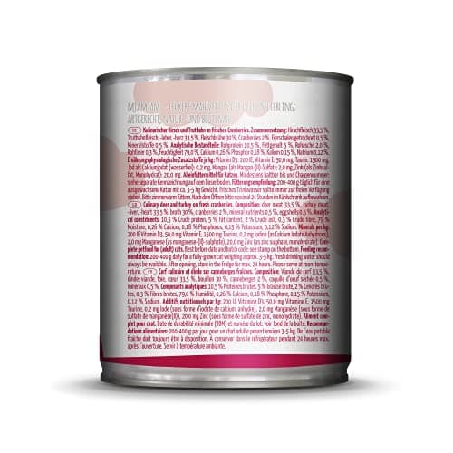 MjAMjAM - nourriture humide premium pour chats - gibier culinaire et dinde aux canneberges fraîches, paquet de 6 (6 x 800 g), sans céréales avec de la viande supplémentaire