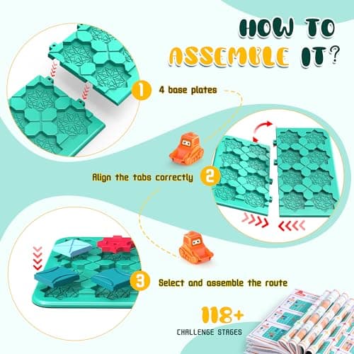 fygurso Jeux de société STEM, Puzzle Logical Road Builder, Jouets pour Enfants, Casse-tête Montessori pour la Petite enfance, Cadeaux d'anniversaire pour Les Enfants de 4 à 8 Ans