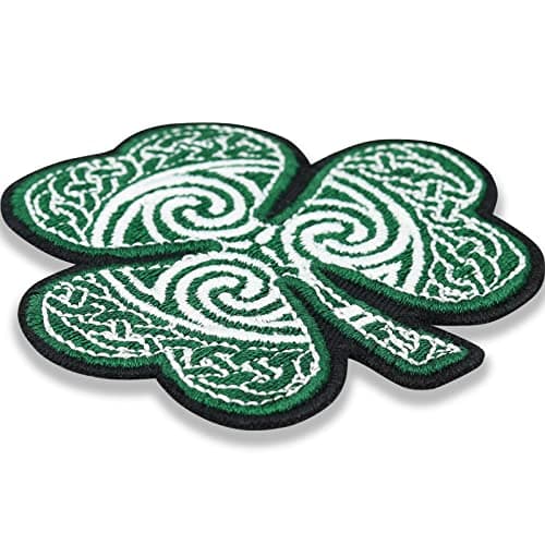 Écusson trèfle celtique brodé | Patch du trèfle celtique avec nœud celtique à thermocoller/coudre | 65x65mm