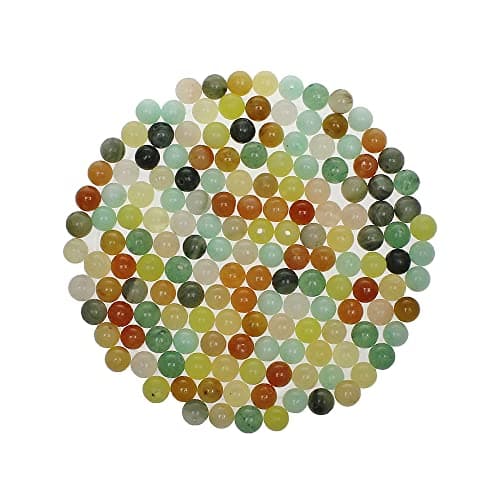 MJDCB 400pcs 6mm Pierre Perles Kit Rondes En Vrac Pierres Semi Précieuses Aventurine et Perles de Jade pour Bracelet Collier Fabrication de Bijoux Multicolore 006