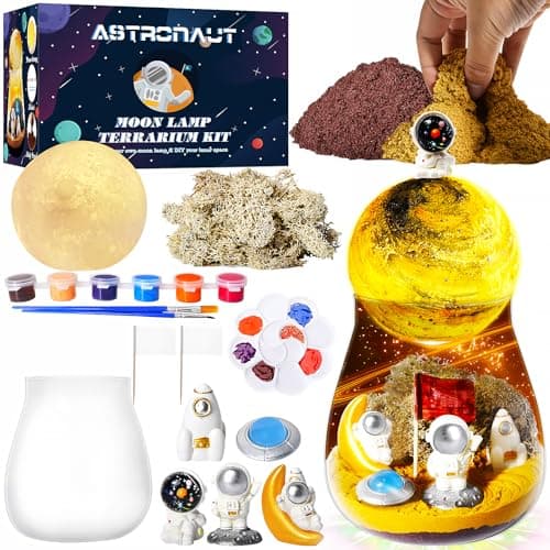 Kit de bricolage pour terrarium spatial pour enfants avec lampe lune DIY - Kit de bricolage astronautes lumineux pour enfants de 4 à 12 ans - Jouet éducatif pour les astronautes - Cadeau créatif pour
