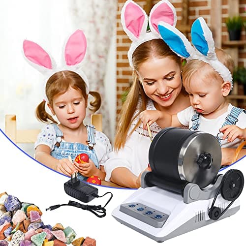 Rock Tumbler Kit, Set Professionnel Gobelets En Pierre Tambour Polissage Tambour Pierre Ponceuse à Pierre Rock Polisher For Children And Adults 7 Jours Fonction ChronoméTrage 4 Types Poudre Polissage