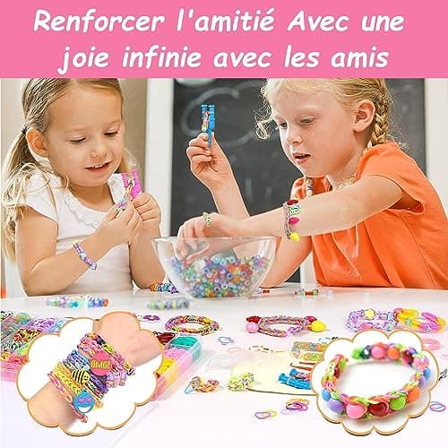 EITEYI 8000+ Elastique Bracelet Kit Enfant[Amélioré] 54 Grilles Bricolage Élastique Loom Bands Kit,Bracelet Fille Kit Fabrication Creation, Cadeaux Creation Anniversaire pour Fille