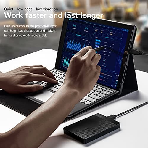 UnionSine Disque Dur Externe Portable 1To Ultra-Mince 2.5" USB 3.0, SATA, Stockage HDD pour PC, Mac, Ordinateur de Bureau, Ordinateur Portable, Wii U, Xbox, PS4 (Noir) HD2510