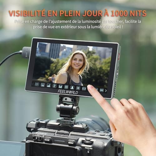 FEELWORLD P6X Moniteur Caméra Écran Tactile 5.5 Pouces 1000Nit Moniteur de Champ de caméra avec 4K 60HZ 3DLUT HDR Forme d'onde Boîtier Aluminium 9:16 Marqueur