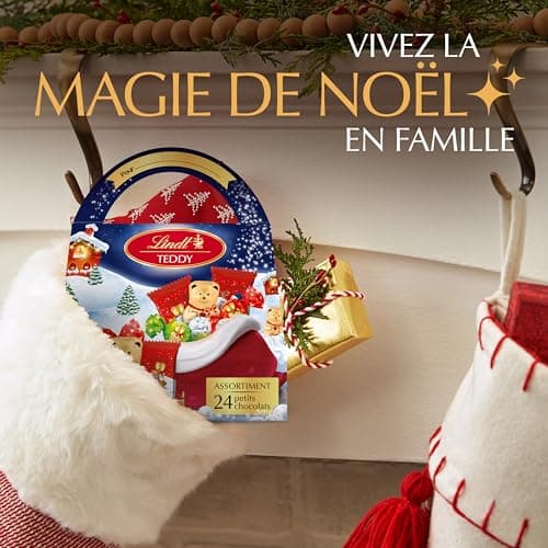 Lindt - Hotte cadeau TEDDY - Assortiments de Chocolats au Lait - Idéal pour Noël, 134g