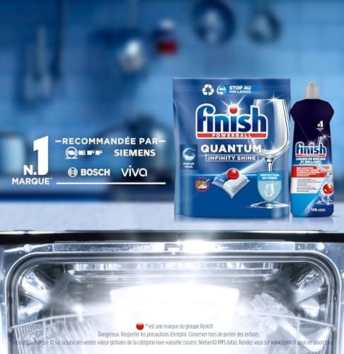 Finish Quantum Infinity Shine Pastilles Lave-Vaisselle, Elimine Les Taches Tenaces, 166 Capsules