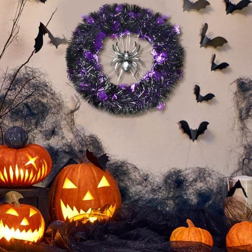 Decoration Halloween,Couronne Halloween Porte,Guirlande de Sorcière,Décoration Halloween Couronne de Porte,Decoration Halloween Couronne De Citrouille pour Cour,l'arbre,Porche Décor Murales Fenêtres