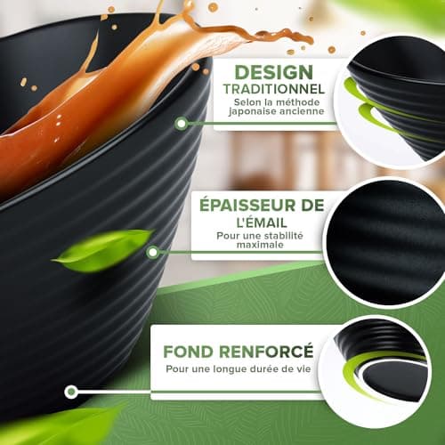 PandaBaw 2x Bol Ramen Japonais 1000ml [CERAMIQUE] - Set de Bol a Ramen de Haute Qualité - Japanese Ramen Bowl Set - Vaisselle Japonaise Traditionnelle avec Bol Soupe, Cuillère, Baguettes [+RECETTES]