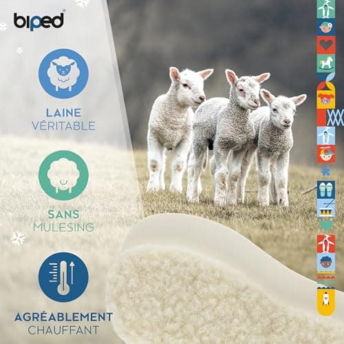 biped 2 Paires de semelles en laine d'agneau pour enfants - Semelles d'hiver extra-épaisses - Semelles intérieures chauffantes pour toutes les chaussures et bottes pour enfants z1021(32-33)