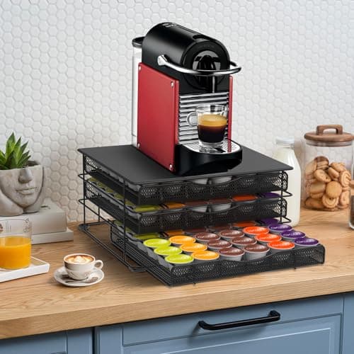 Masthome Porte Capsule Dolce Gusto 108 PCS, Tiroir à Capsules de Café avec 3 Tiroirs, Rangement Dosettes Capsules de Grande Capacité avec Surface Anti-Vibration pour La Maison, Bureau, Café