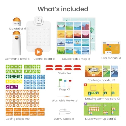 MatataStudio Coding Set Pro Jouet Robot Programmable pour Enfants de 4+ Robot de Codage Électronique Kit Robotique DIY pour Débutant Apprenez Programmation avec Jeux Jouet Éducatif Cadeaux de Rentrée