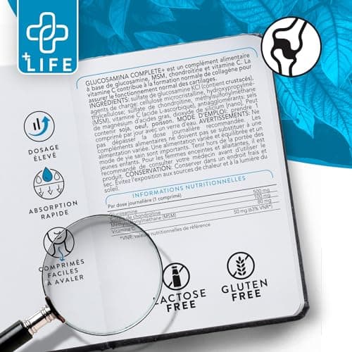 Glucosamine Chondroïtine Msm Et Vitamina C 180 Comprimés PiuLife® Bien-être Du Cartilage, Des Os, Complement Articulation Chondroitine Glucosamine Sulfate, Genoux, Épaule, Coude