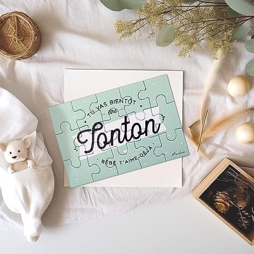 Manahia Puzzle Tonton - Annonce Grossesse - Tu Vas bientôt être Tonton, bébé t'aime déjà - 15 pièces avec Pochon Coton - Futur Oncle - Futur Tonton - Future Tata - Annonce Naissance Tonton