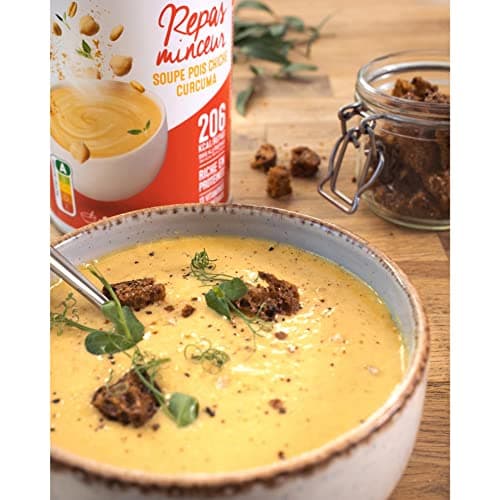 Gerlinéa Soupe goût Pois Chiche et Curcuma - Substituts de repas riche en protéines - Soupe déshydratée - contient 8 repas