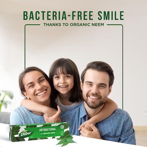Dabur Organic Dentifrice Neem 100 ml - Protection organique, Renforce les gencives, Anti-plaque, Fraîcheur Neem & Lotur