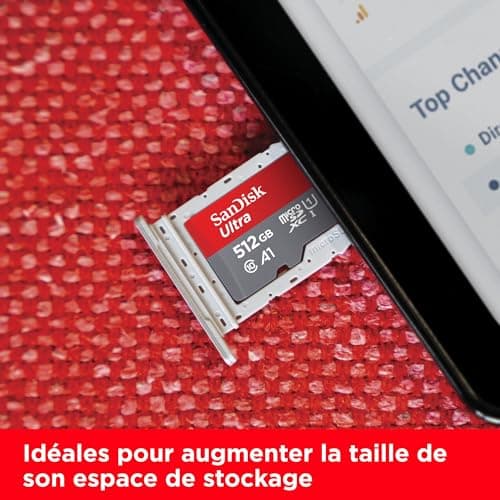 SanDisk Ultra 512 Go microSDXC, Carte micro sd + adaptateur SD (Pour Smartphone et Tablette, Video Full HDD, jusqu'à 150 Mo/s, UHS-I, La performance A1, Class 10, U1)