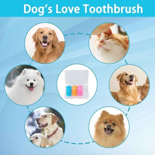 GWAWG 4Pièces Brosse a Dent pour Chien,Brosse a Dent Chien Silicone, Brosse a Dent Chat, Réutilisable Avec Boîte
