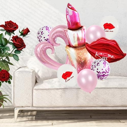 DIWULI Ballons Set Kiss Me - Lèvres et Cœur Rose