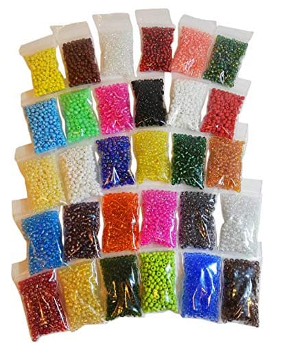 Lot de 8 000 perles de rocaille rondes en verre 600 g 4 mm 30 couleurs NO6 Perles de rocaille Z21