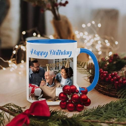 SECOGM Tasse Personnalisée Les 2 Côtés Avec Photo et Texte -Mug Personnalisé-Cadeau Fete Des Mere pour Maman Meilleur Ami Anniversaire-Polices et Couleurs Personnalisée-11Oz