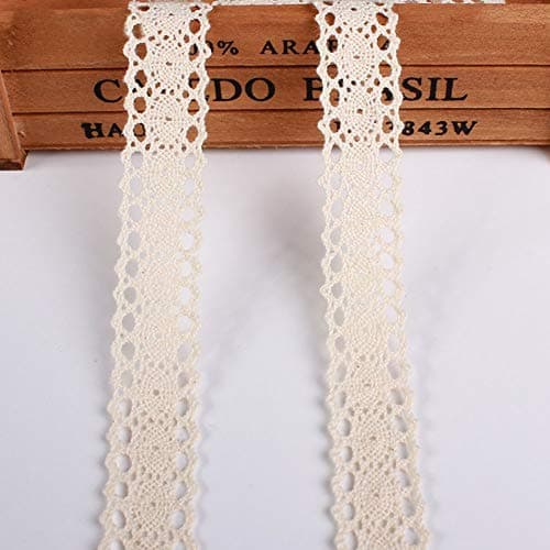 Dahi Ruban en dentelle beige en coton 2 cm Env. 26m