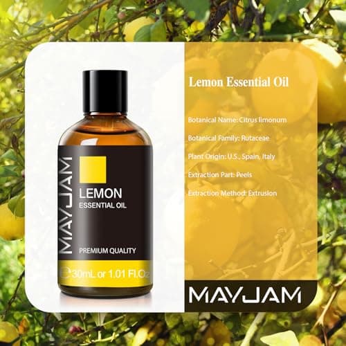 MAYJAM Huile Essentielle de Citron 30ML de Haute Qualité pour Diffuseur, Humidificateur, DIY, Home, Wardrobes