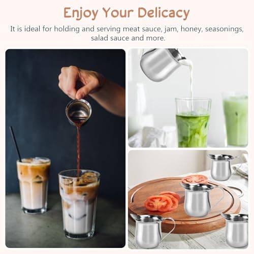 SIYINGSAERY 6 PCS 90ml Pichet à Lait en Acier Inoxydable Pichet Inox Mousse de Lait Pichet Inox Cafe Petite Cruche de Lait Mini Pichet Crémier Mini Pot à Lait Inox Tasse à Sauce Acier pour Sauce Lait
