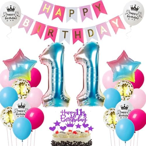 ballons 11 ans anniversaire fille décoration rose,ballon 11 ans fille anniversaire décoration 11 ans fille anniversaire Gâteau Topper 11 ans fille décoration anniversaire 11 ans fille ballon