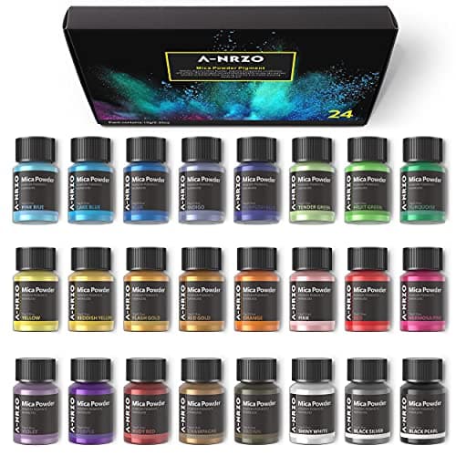 Poudre De Mica - Pigment RéSine éPoxy 24 Couleurs*10g Pigment de Qualité Cosmétique Naturel、Colorant De Savon En Poudre MéTallique, pour Vernis à ongle, Bombe de bain