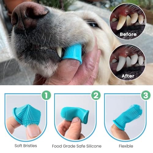 Aidiyapet Lot de 5 brosses à dents en silicone pour chien, chat, chiot - Nettoyage facile des dents - Bleu clair