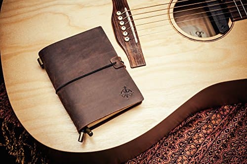 Wanderings Petit Carnet De Voyage A6 Rechargeable En Cuir - 17 X 13 cm (A6) - Fabriqué En Cuir Véritable - Parfait Pour Écrire, Poètes, Voyageurs, Comme Journal Intime - Inserts Vierges