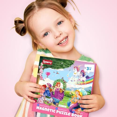 SYNARRY Puzzle Licorne Princesse Sirène Magnetique Enfants 3 4 5 6 Ans, 20 Piéces de Puzzle Voyage, Jouet pour Fille Avion Voiture Enfant 3 à 8 Ans