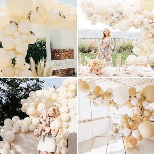 WAREHOUSE Ballon 50 Pièces - 12" 30 cm - LATEX NATUREL | Ballon Gonflable Hélium | Ballon Baudruche | Décoration pour Anniversaire, Baptême, Fete. (Ivoire blanc-3)
