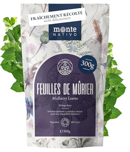 Tisane de feuilles de mûrier Monte Nativo (300 g) - 100% pur et naturel, sans additifs - Feuilles de mûrier comme tisane ou cadeau de thé - Tisane aromatique - Thé aux fruits - Thé Chaud ou Thé glacé