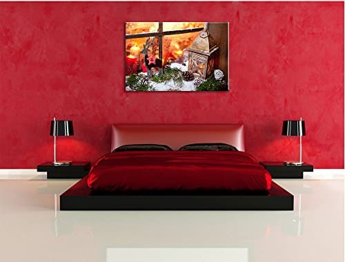 Rebord de la fenêtre de Noël Photo sur Toile |Taille: 60x40 cm| Peinture Murale | Art Print | prêt Couvert