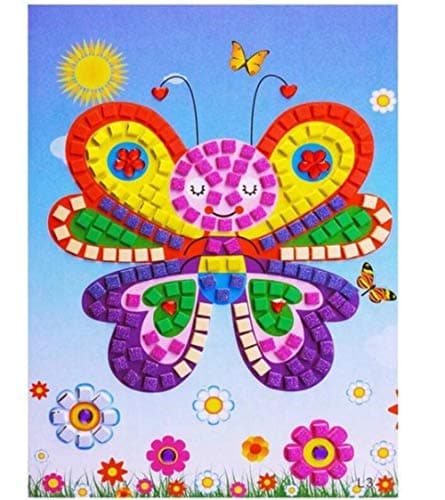 Lot de 12 autocollants mosaïques, autocollants à paillettes, pour enfants, à décorer, images de mosaïque, arts et travaux manuels, kits faits à la main pour enfants, enseignants, étudiants, crèches